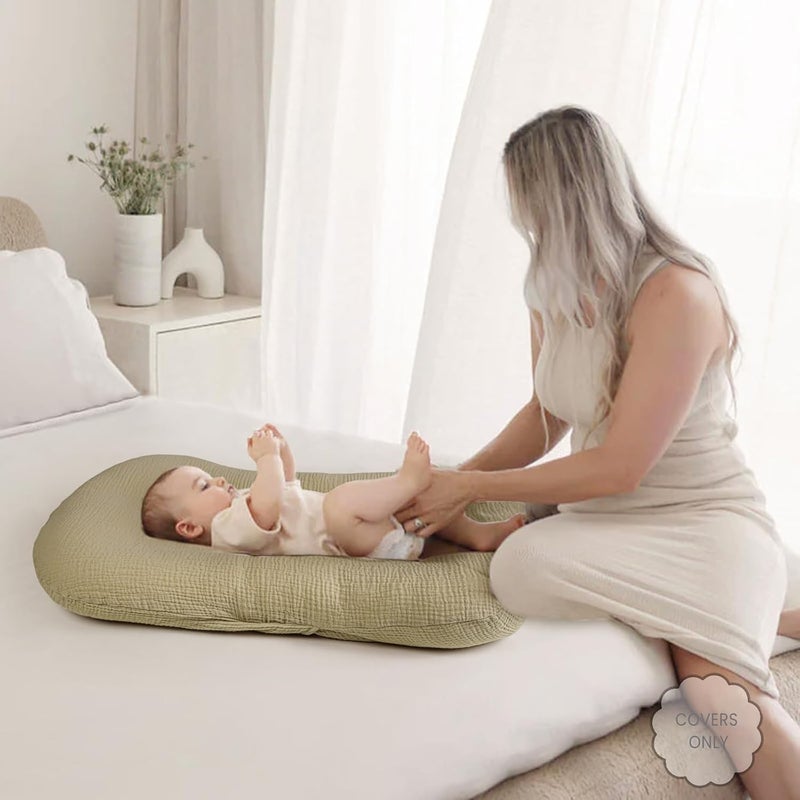 Termichy Baby Lounger Cover Muslin: Soft Cotton Slipcover for Snuggle Me Lounger - Removable & Machine Washable for Daily Use - Zipper-Free & Skin-Friendly for Newborn Girls and Boys - Image 2